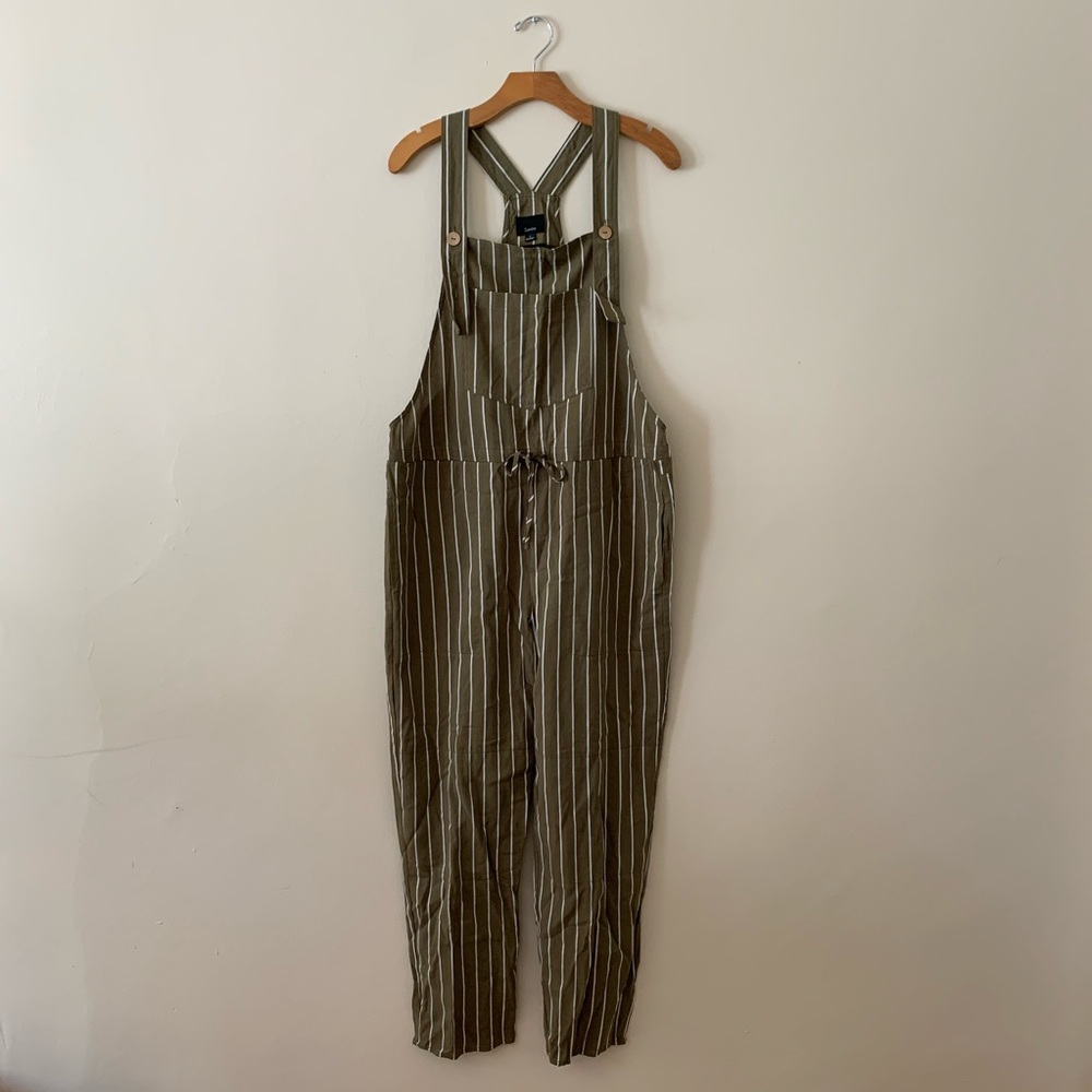 Green and White Stripped Overalls